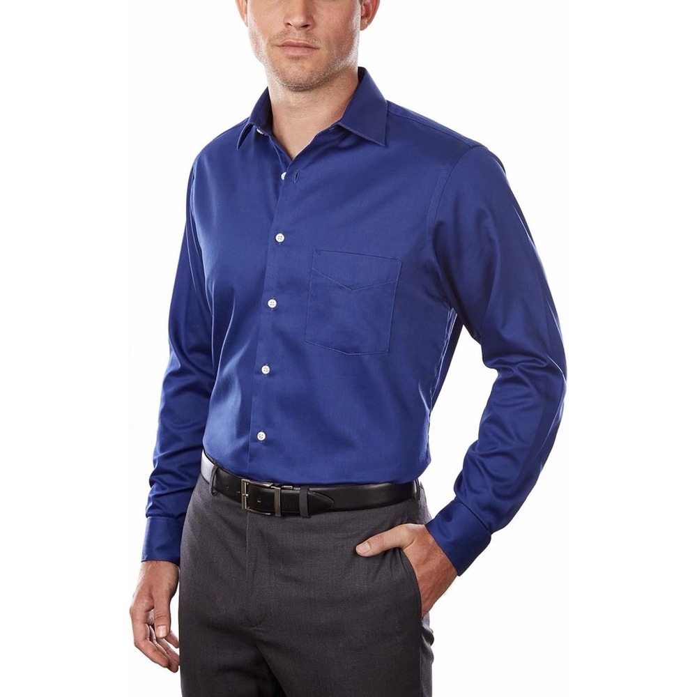 Van Heusen Men’s Blue Athletic Fit Dress Shirt Button Up Long Sleeve 16 32/33